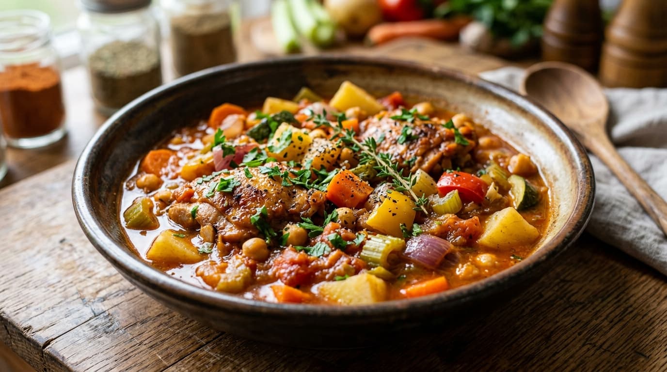 Featured image for "Smart Savings, Great Taste: Budget-Friendly Cooking Strategies for Multiple Food Tolerances": A warm, inviting kitchen scene with a person happily chopping fresh vegetables, colorful herbs, a...