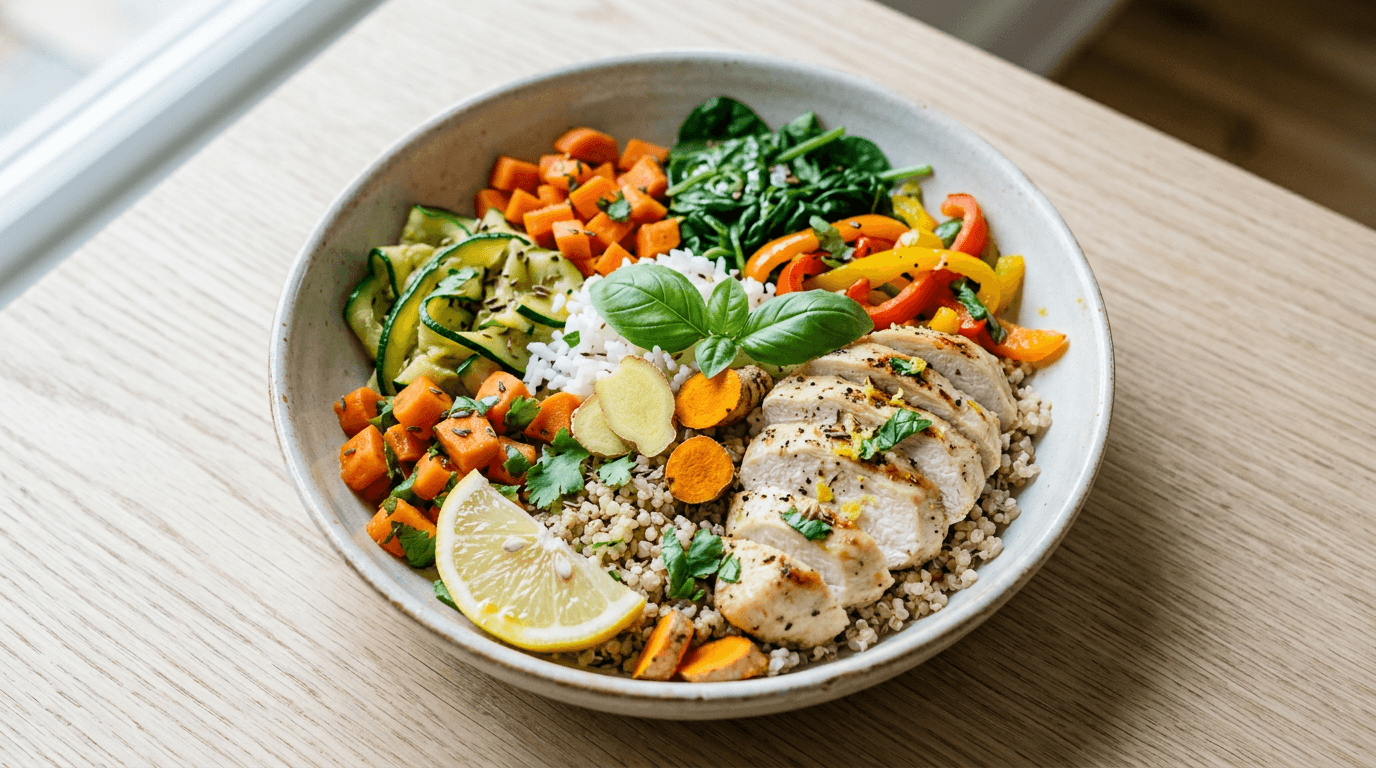 Featured image for "Flavorful Finds: Smart Swaps for Low Sulfur Cooking Without Sacrificing Taste": A vibrant and inviting flat lay of colorful, fresh low-sulfur ingredients like bell peppers, zucc...